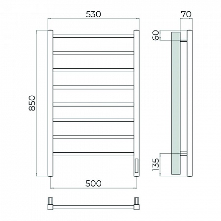 Ватикан П8 500х850 Электро (quick touch) Полотенцесушитель TERMINUS Сатин Пятигорск - фото 4