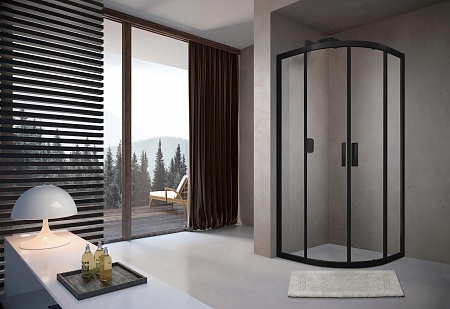 Душевой уголок слайдер Terminus Соренто 06 1000х1000х2000  четверть круга чёрный Пятигорск - фото 2