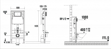 Сенсорная система инсталляции для подвесного унитаза 500х1125 (3 в 1) Terminus Пятигорск - фото 9