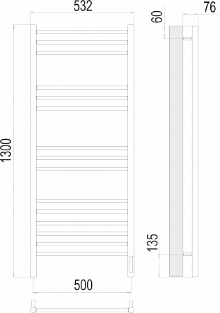 Аврора П15 500х1300 электро (sensor quick touch)  Полотенцесушитель TERMINUS Пятигорск - фото 3