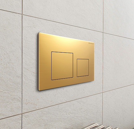 Клавиша смыва для инсталляции Terminus Классик кнопка квадрат цвет  брашированное золото Пятигорск - фото 3