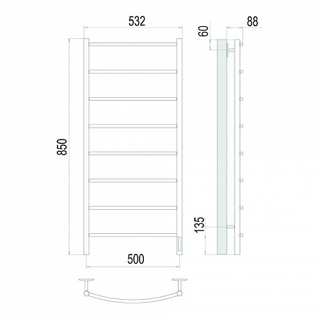 Классик П8 500х850 Электро (quick touch) Полотенцесушитель TERMINUS Сатин Пятигорск - фото 4