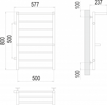 Аврора с 2-мя/п П8 500х800 бп500 слева Полотенцесушитель TERMINUS Пятигорск - фото 3