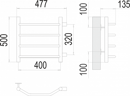 Виктория П4 400х500 бп320 Полотенцесушитель  TERMINUS Пятигорск - фото 3