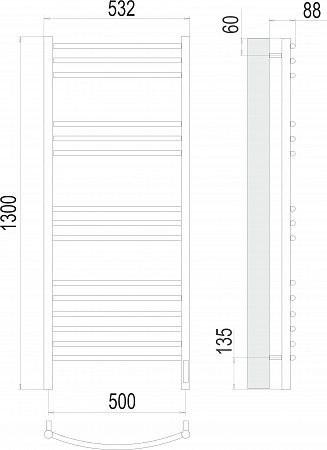 Классик П15 500х1300 электро (sensor quick touch)  Полотенцесушитель TERMINUS Пятигорск - фото 3