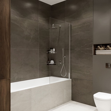 Шторка на ванну распашная Terminus Ното 02 1500х700 проф.хром Пятигорск - фото 1