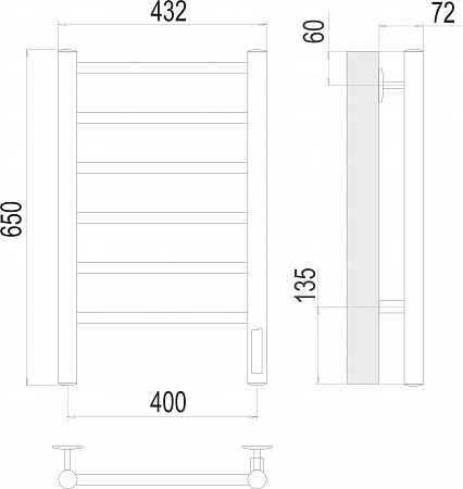 Аврора П6 400х650 Электро (quick touch) Полотенцесушитель  TERMINUS Пятигорск - фото 3