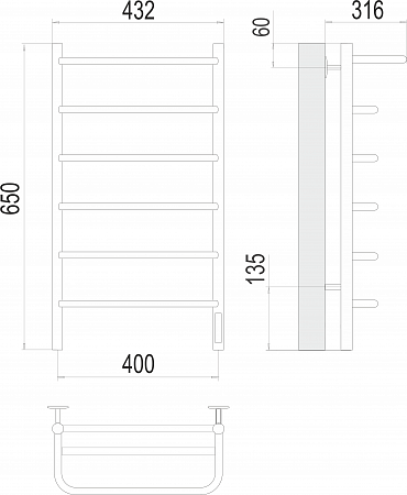 Полка П6 400х650 Электро Полотенцесушитель  TERMINUS Пятигорск - фото 3