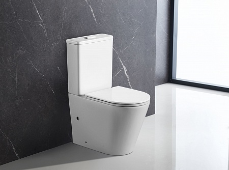 Напольный унитаз-компакт безободковый Terminus Аврора 625х390 белый Пятигорск - фото 1