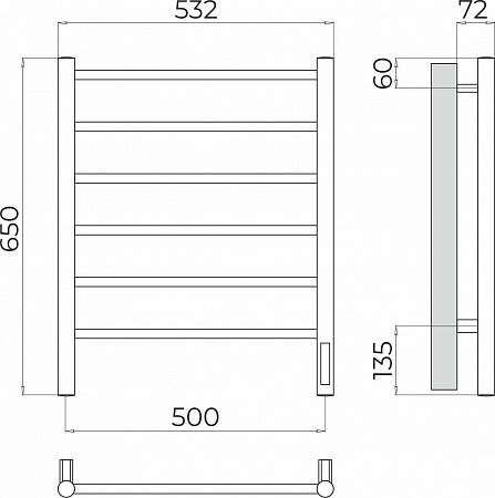 Аврора П6 500х650 Электро (quick touch) Полотенцесушитель  TERMINUS Пятигорск - фото 3