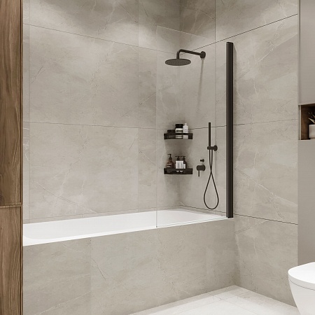 Шторка на ванну распашная Terminus Ното 02 1500х700 проф.черный Пятигорск - фото 1