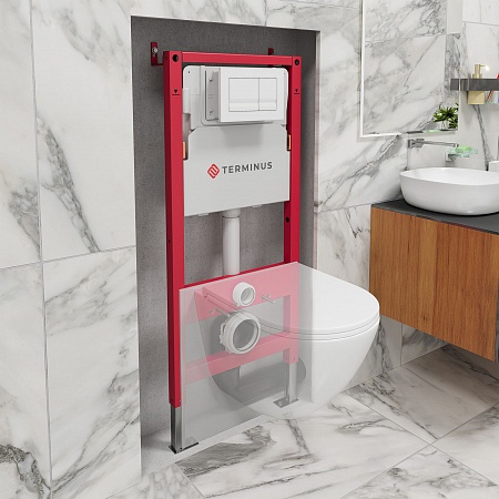 Система инсталляции для подвесного унитаза  500х1125 (4 в 1 с клавишей смыва) Terminus  Пятигорск - фото 1