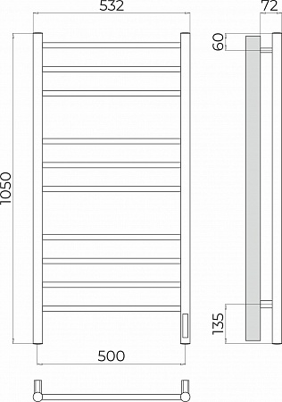 Аврора П10 500х1050 Электро Полотенцесушитель TERMINUS Пятигорск - фото 3