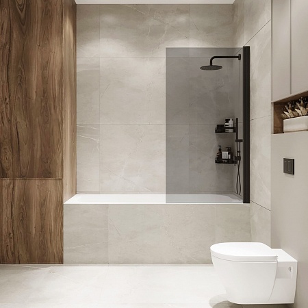 Шторка на ванну распашная Terminus Ното 02 1500х700 проф.черный, тонированная Пятигорск - фото 3