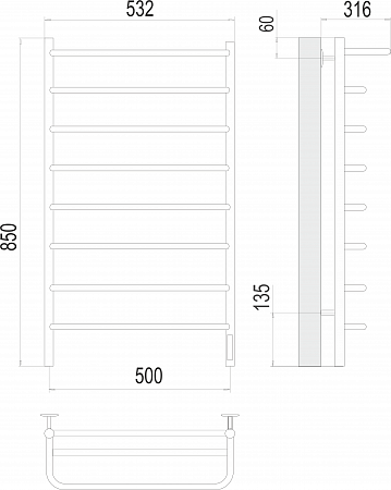 Полка П8 500х850 Электро (quick touch) Полотенцесушитель  TERMINUS Пятигорск - фото 3