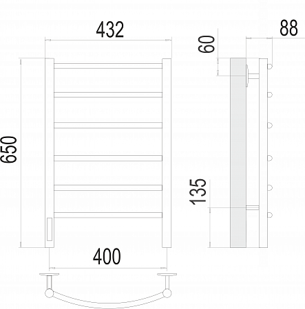 Классик П6 400х650 Электро слева Полотенцесушитель  TERMINUS Пятигорск - фото 3