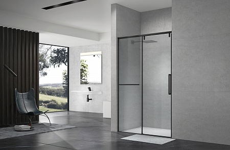 Душевая дверь в нишу слайдер Terminus Альба 01 1400х2200  чёрный Пятигорск - фото 2