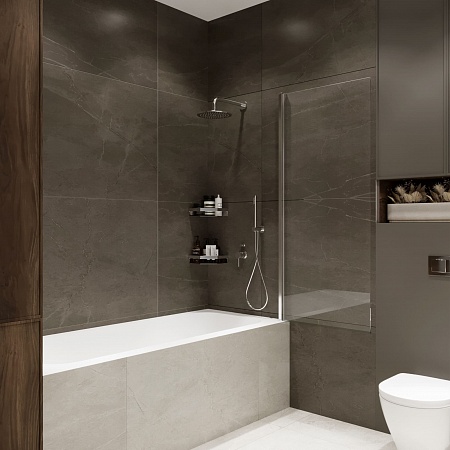 Шторка на ванну распашная Terminus Ното 02 1500х700 проф.хром Пятигорск - фото 2