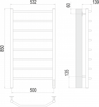 Виктория П8 500х850 Электро (quick touch) Полотенцесушитель  TERMINUS Пятигорск - фото 3