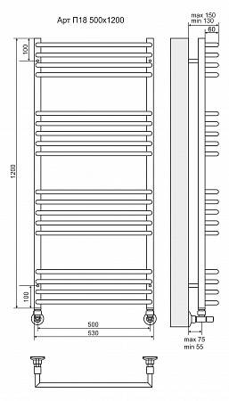 Арт П18 500х1200 Полотенцесушитель  TERMINUS Пятигорск - фото 3