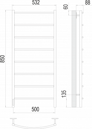 Классик П8 500х850 Электро слева Полотенцесушитель  TERMINUS Пятигорск - фото 3