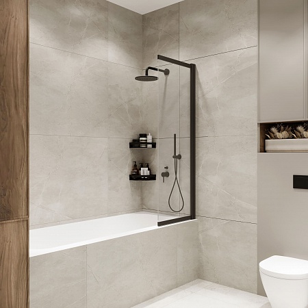 Шторка на ванну слайдер Terminus Ното 01 1500х900 проф.черный Пятигорск - фото 2