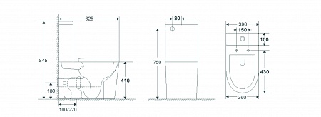 Напольный унитаз-компакт безободковый Terminus Аврора 625х390 белый Пятигорск - фото 2
