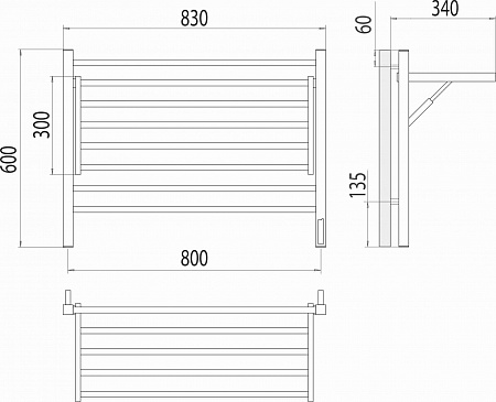Горизонт П8 800х600 электро КС ЧЕРНЫЙ МУАР (sensor quick touch) Полотенцесушитель TERMINUS Пятигорск - фото 5