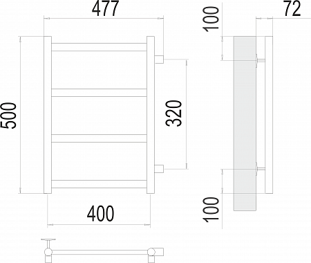 Аврора П4 400х500 бп320 Полотенцесушитель  TERMINUS Пятигорск - фото 3