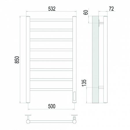Аврора П8 500х850 Электро Полотенцесушитель TERMINUS Золото Пятигорск - фото 4
