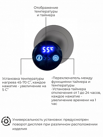 Рондо П2 350х760 электро Полотенцесушитель TERMINUS Оружейная сталь Пятигорск - фото 5