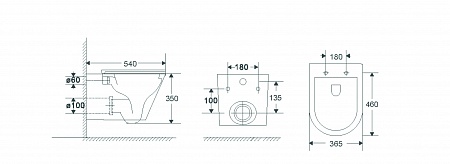 Подвесной унитаз безободковый Terminus Классик 540х365 белый Пятигорск - фото 4