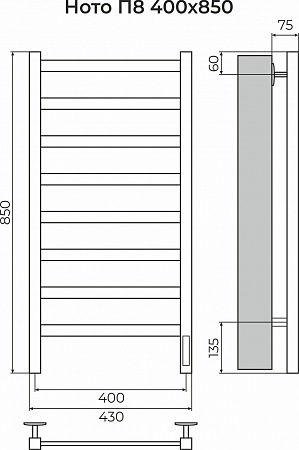 Ното П8 400х850 Электро Полотенцесушитель TERMINUS Пятигорск - фото 3