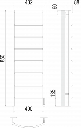 Классик П8 400х850 Электро Полотенцесушитель  TERMINUS Пятигорск - фото 3