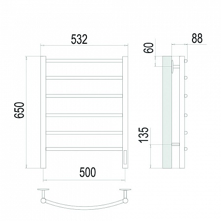 Классик П6 500х650 Электро (quick touch) Полотенцесушитель TERMINUS Сатин Пятигорск - фото 4