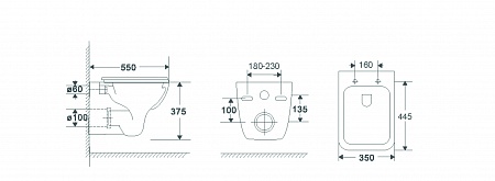 Подвесной унитаз Terminus Ното 550х350 белый Пятигорск - фото 4