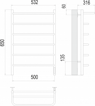 Полка П6 500х650 Электро (quick touch) Полотенцесушитель  TERMINUS Пятигорск - фото 3
